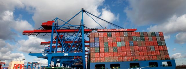 East African container port with cargo vessels at berth