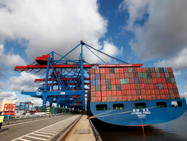 East African container port with cargo vessels at berth
